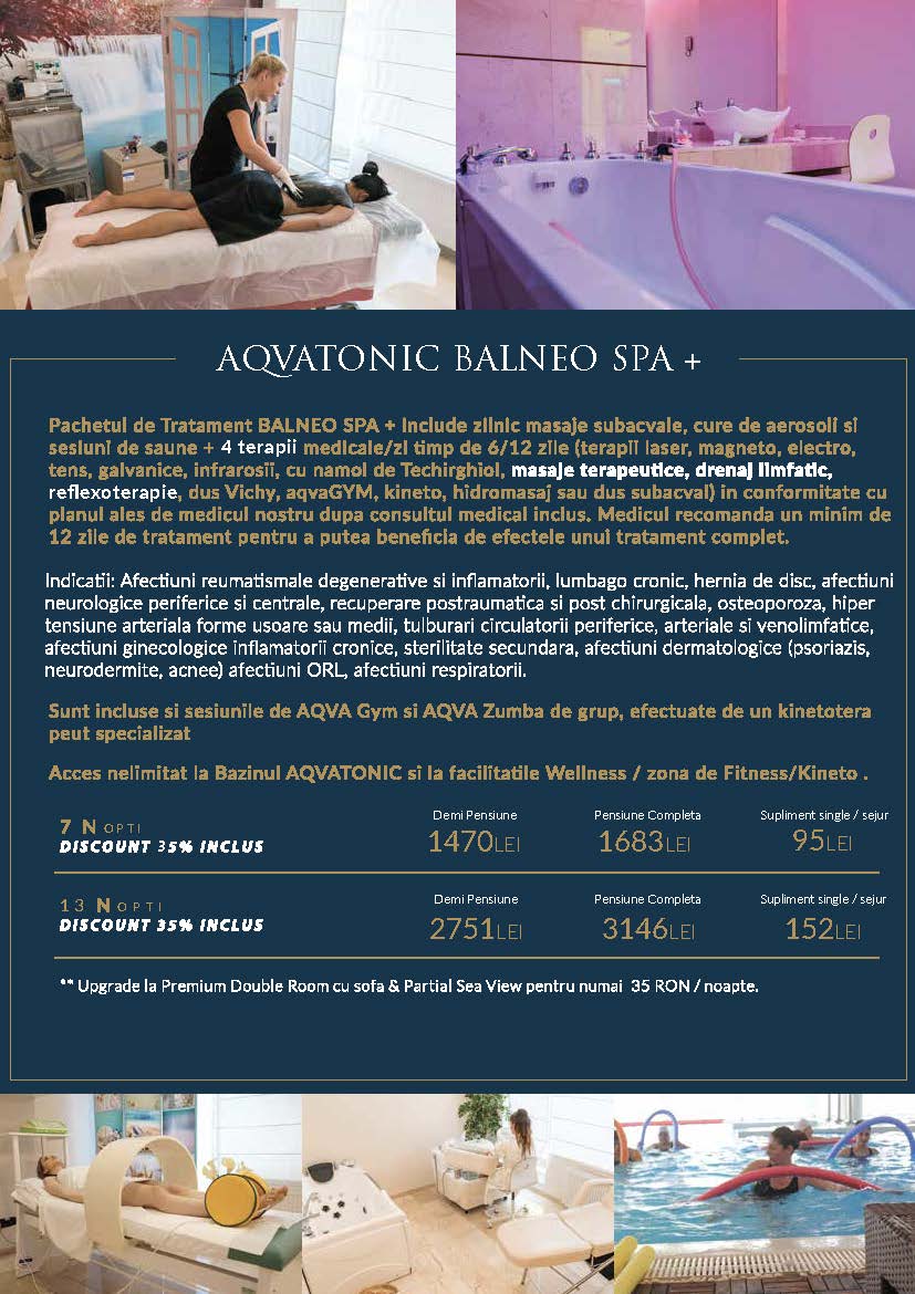 Pachete AQVATONIC BALNEO SPA & Hotel 2018-2019